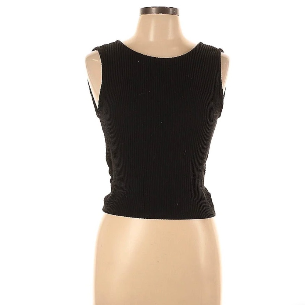 Black open back top